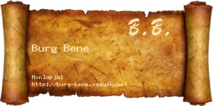 Burg Bene névjegykártya